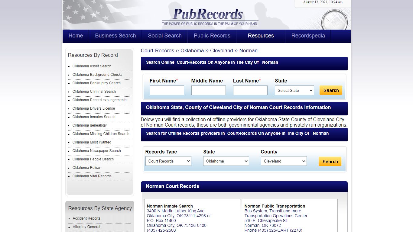 Norman, Cleveland County, Oklahoma Court Records